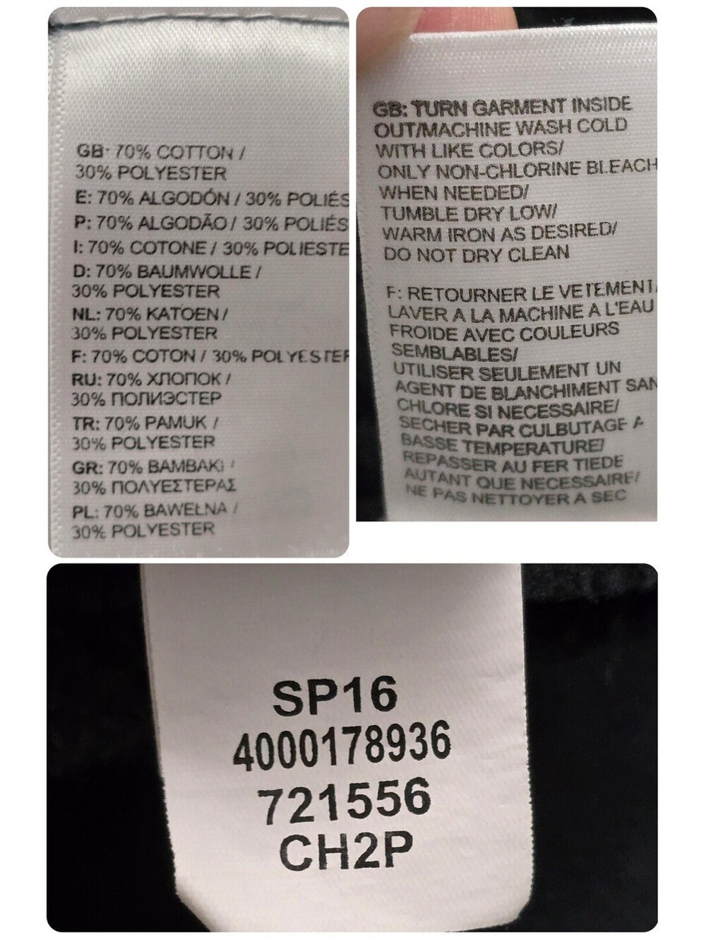The North Face Hoodie Mens Black Pullover White Logo Fleece Sweatshirt Size M - Picture 5 of 8